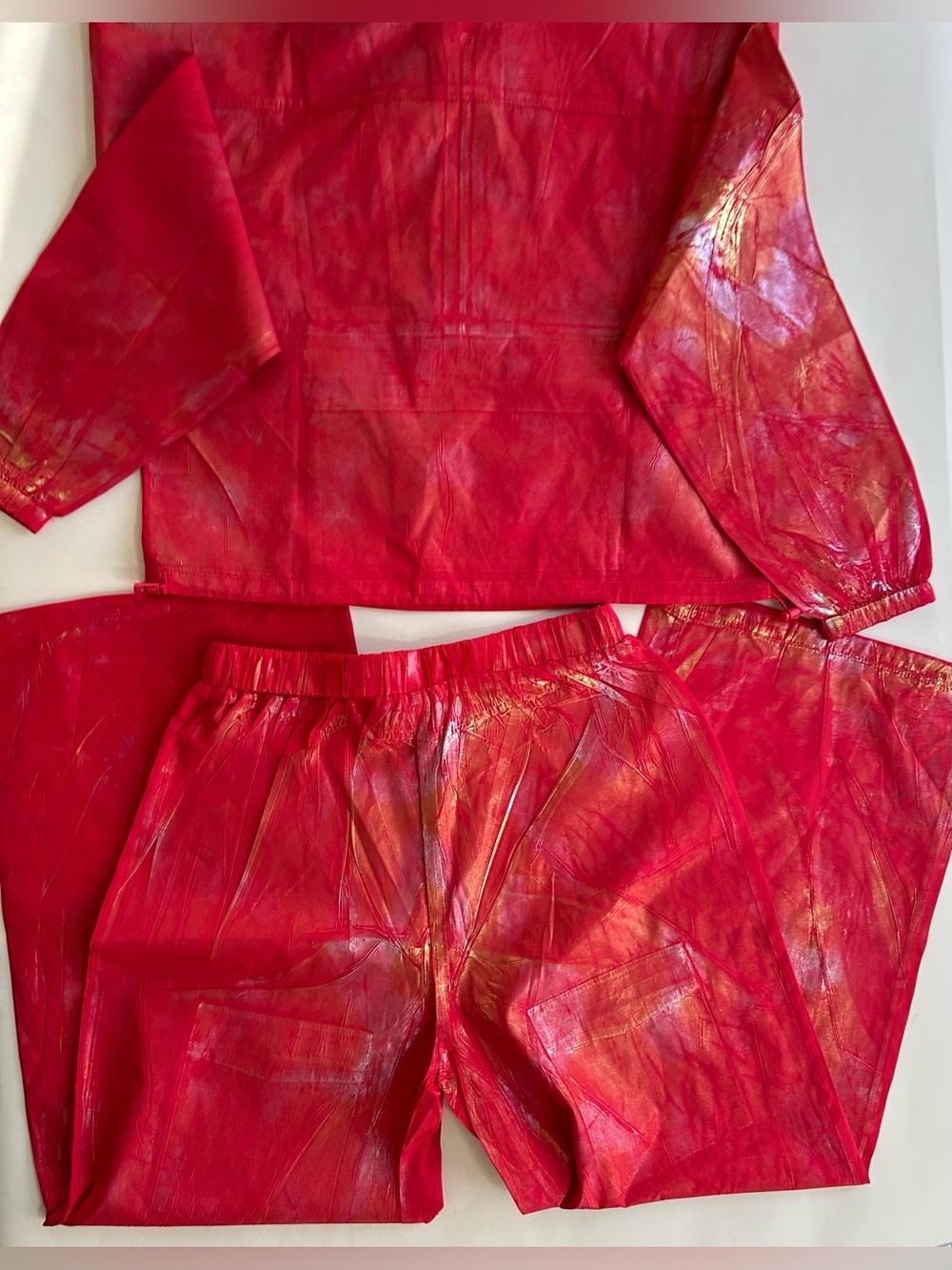 New cherry Mellow Women's Red Paint-Effect Track Joggers size M set - Picture 6 of 9
